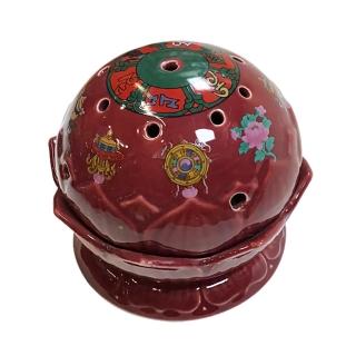 【十方佛教文物】懷愛 壇城蓮花 煙供爐紅色(+ 懷愛人緣婚姻美滿 紅色香包3包)