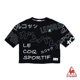 【LE COQ SPORTIF 公雞】短版寬鬆短袖T恤 女-黑-LHL2211099
