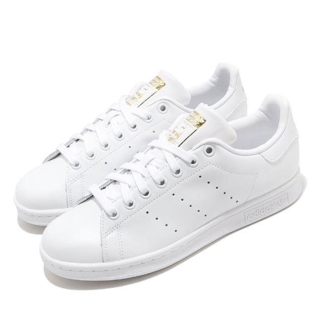 【adidas 愛迪達】休閒鞋 Stan Smith 復古 低筒 男女鞋 愛迪達 三葉草 史密斯 老人頭 情侶鞋 白 金(F36575)