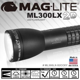 【MAG-LITE】ML300LX 2-Cell D LED Flashlight 手電筒-黑色(#ML300LX-S2CC6Y)