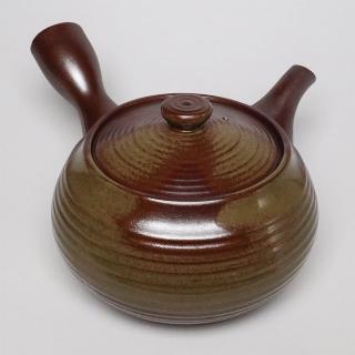 【福介商店】日本陶壺 萬古燒 栗形灰釉 橫手急須 0.56L(泡茶壺 沖泡壺 橫柄壺具)