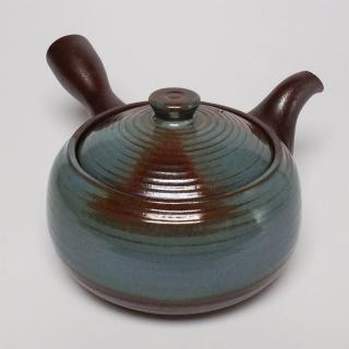 【福介商店】日本陶壺 萬古燒 南蠻福形青釉 橫手急須 0.26L(泡茶壺 沖泡壺 橫柄壺具)