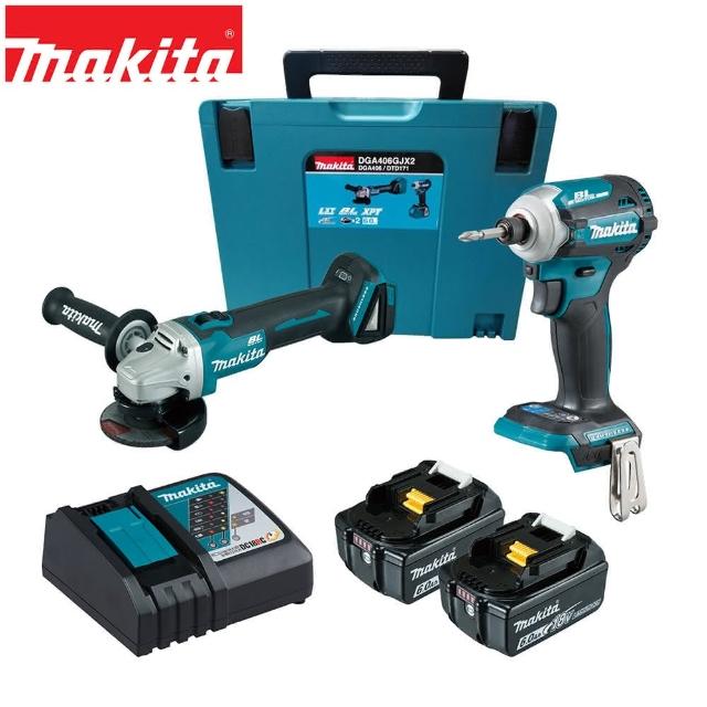 【MAKITA 牧田】18V無刷充電砂輪機+衝擊起子機雙機組(DGA406GJX2)