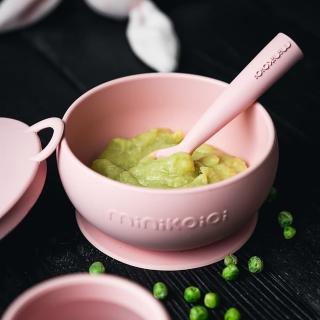 【minikoioi】土耳其製 副食品矽膠學習餐具2件組 多色可選(防滑矽膠吸盤碗&矽膠湯匙)