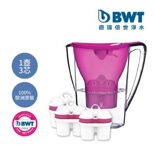 【BWT 德國倍世】2.7L企鵝濾水壺 鎂離子1壺3芯組(紫)