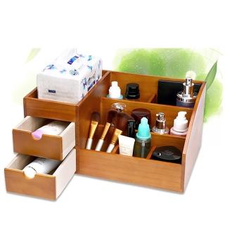 【桃花源創意工坊】原木色紙巾盒木製化妝品收納盒梳妝台桌面收納架木質護膚品收納櫃(收納盒)