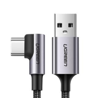 8174629 OL 【綠聯】USB-A to USB-C 快充傳輸線 金屬編織L型/電競專用版 2M(充電線/編織線/3A快充/Type-C)