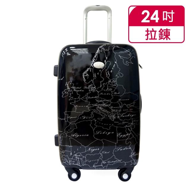Alviero Martini【Alviero Martini】義大利地圖包 24吋旅行硬殼行李箱(地圖黑)