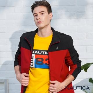 【NAUTICA】防水刷毛拼接保暖外套(紅黑)