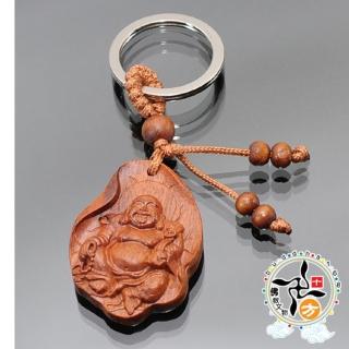 【十方佛教文物】彌勒佛花梨木鑰匙圈(平安財運順利)