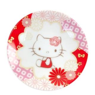 【小禮堂】Hello Kitty 日製 迷你陶瓷圓盤 醬料盤 小菜盤 小碟 YAMAKA陶瓷 《紅金 花朵》