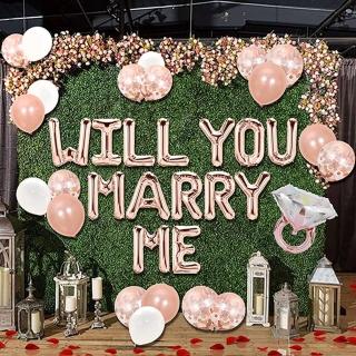 鑽石級浪漫MARRY ME求婚氣球套組1組(求婚佈置 氣球佈置 派對氣球 求婚派對 氣球)