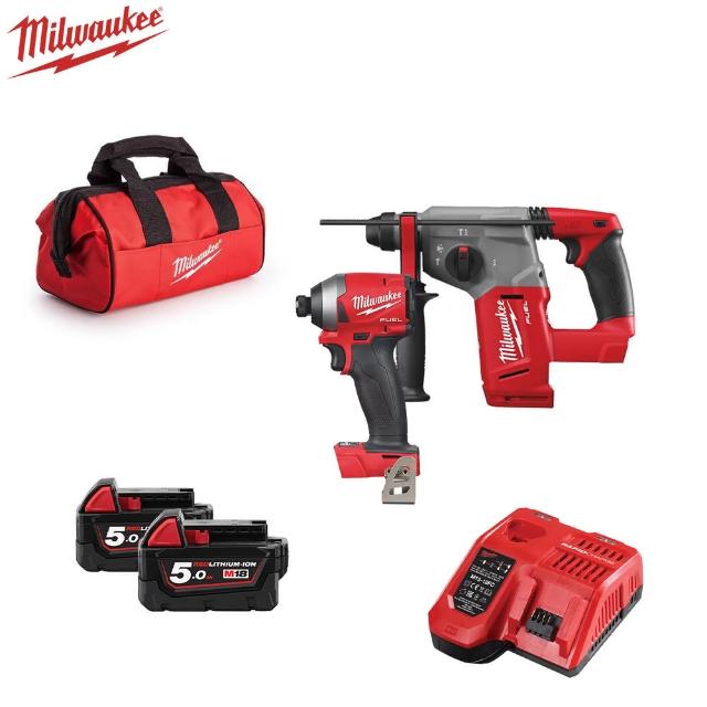 Milwaukee 美沃奇雙11限定【Milwaukee 美沃奇】18V鋰電無碳刷起子機+鎚鑽組合(M18FID2+CH-502)