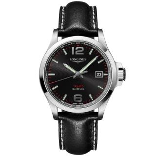 【LONGINES 浪琴 正式授權】征服者系列V.H.P.萬年曆手錶-黑/43mm(L3.726.4.56.2)