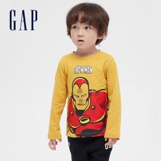 【GAP】男幼童 Gap x Marvel 漫威系列印花圓領長袖T恤(649639-金黃色)