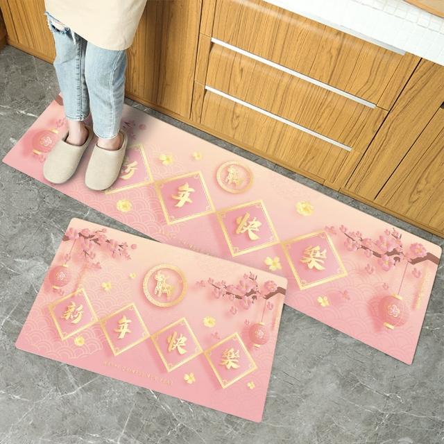 【半島良品】買一送一/18款/防油防滑皮革新年地墊_45x75+45x120cm(新年 廚房 門口 止滑 防水 聖誕節 回彈  