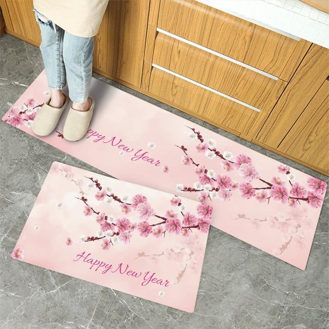 【半島良品】買一送一/18款/防油防滑皮革新年地墊_45x75+45x120cm(新年 廚房 門口 止滑 防水 聖誕節 回彈  