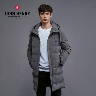 【JOHN HENRY】長板羽絨連帽外套-灰