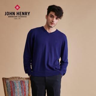 【JOHN HENRY】美麗諾羊毛V領毛衣-海軍藍