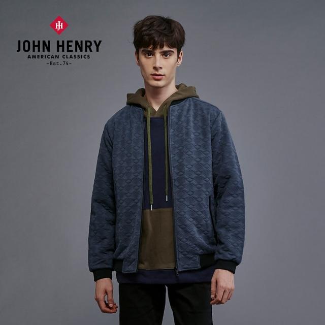 JOHN HENRY【JOHN HENRY】復古格紋壓花刺繡外套-藍