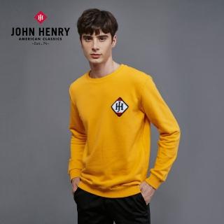 【JOHN HENRY】純棉刺繡菱形LOGO大學T-黃