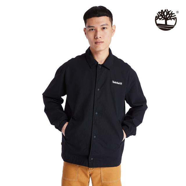 【Timberland】男款黑色品牌標籤棉質工裝外套(A2CCJ001)