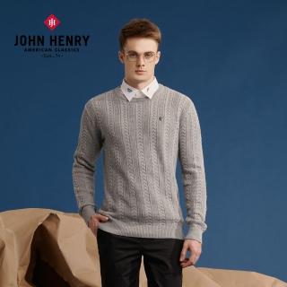 【JOHN HENRY】經典LOGO刺繡針織-灰