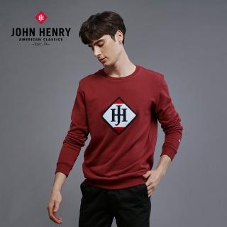 【JOHN HENRY】品牌立體毛巾刺繡長袖T恤-紅