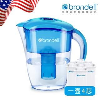 【Brondell】美國邦特爾極淨藍濾水壺+4入芯