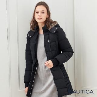 【NAUTICA】女裝經典保暖修身長版外套(黑)