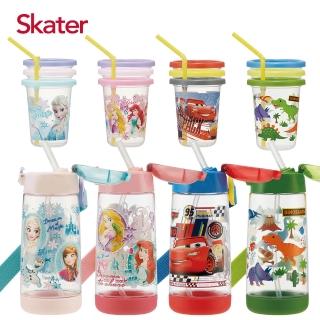 【Skater】透明吸管PET水壺480ml+派對杯230ml