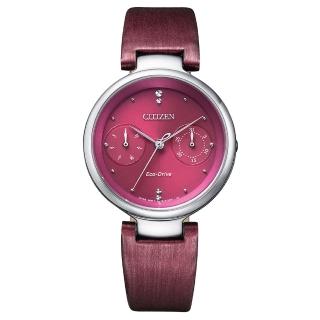 【CITIZEN 星辰】L系列經典紅色優雅光動能絹絲錶帶腕錶-32.5mm(FD1100-10X)