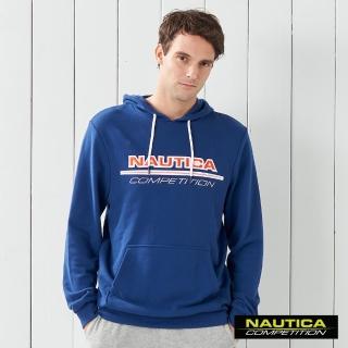 【NAUTICA】COMPETITION撞色LOGO連帽長袖T恤(藍色)