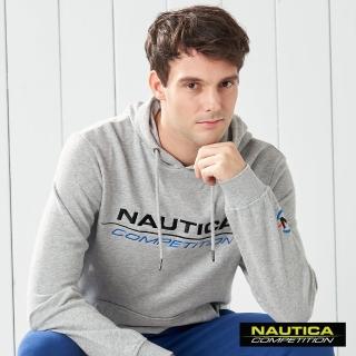 【NAUTICA】COMPETITION素面撞色LOGO連帽長袖T恤(灰色)