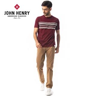 【JOHN HENRY】雙面帶狀圖騰短袖T恤-紅