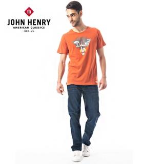 【JOHN HENRY】非洲大草原印花短袖T恤-橘