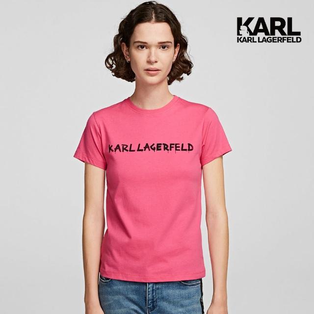 KARL LAGERFELD 卡爾【KARL LAGERFELD 卡爾】塗鴉LOGOT恤-桃紅(原廠公司貨)