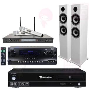 【金嗓】點歌機4TB+擴大機+無線麥克風+喇叭(CPX-900 F1+DW1+SR-928PRO+S-6601白色)