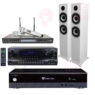 【金嗓】點歌機4TB+擴大機+無線麥克風+喇叭(CPX-900 A3+DW1+SR-928PRO+S-6601白色)
