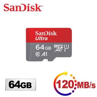 【SanDisk 晟碟】Ultra microSDXC UHS-I  A1 64GB記憶卡120MB/s(平輸;不含轉)