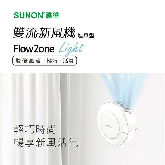 【SUNON 建準】Flow2one Light雙流新風補氧機進風型F-AHR10T00(空氣淨化)