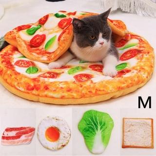 【KOTI 日安生活】仿真食物造型寵物墊M號-披薩荷包蛋培根白菜(貓窩狗窩寵物床睡窩睡墊保暖)