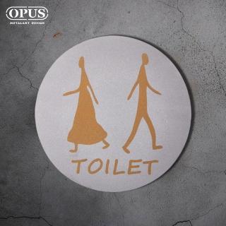 【OPUS 東齊金工】廁所標示牌-圓形款TOILET/戶外WC洗手間指示牌(SB-to02S 邂逅_不鏽鋼)