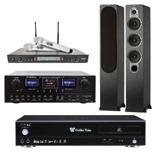 【金嗓】點歌機4TB+擴大機+無線麥克風+喇叭(CPX-900 R2+A-860+SR-928PRO+S428黑色)