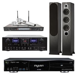 【音圓】點歌機4TB+擴大機+無線麥克風+喇叭(S-2001 N2-550+A-860+SR-928PRO+S428黑色)