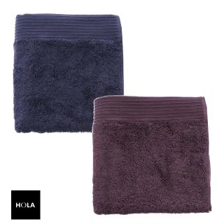【HOLA】埃及棉加大毛巾50x90cm-深紫x1+湛藍x1
