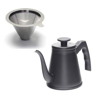 【MILA】鶴嘴不鏽鋼手沖壺750ml(贈雙層不鏽鋼濾網)