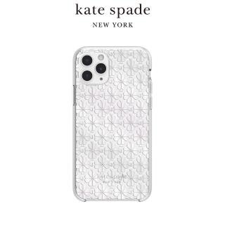 【KATE SPADE】iPhone 11 Pro Max 6.5吋 手機保護殼/套(黑桃白花+白色鑲鑽)