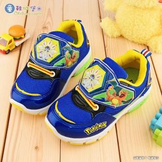 【童鞋城堡】男童運動鞋 LED電燈鞋 透氣運動鞋 寶可夢(PA7305-藍)
