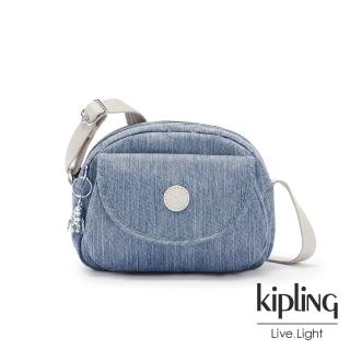 【KIPLING】淺色丹寧藍翻蓋側背小包-STELMA